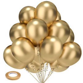 Gold Balloons Kelfara Party Balloons 100Pcs 12 Inch Metallic Chrome Gold Latex Balloons for Birthday Weddings Engagement Anniversary Gold Theme Party Decorations