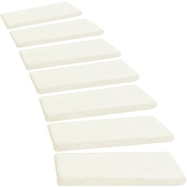PURE ERA Carpet Stair Treads Ultra Plush 9.5" X 30"Soft Bullnose Indoor Stair Protectors Pet-Friendly Non-Slip Skid Resistant Tape Free Washable Reusable(2 Pieces,White)