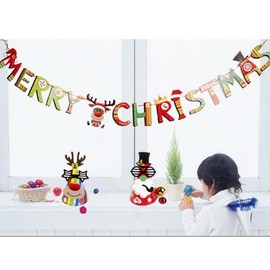 Merry Christmas Garland, Christmas Garland Banner, Christmas Garland Paper, Merry Christmas Banner, Pack of 2 Garlands Christmas Decoration, Hanging Paper Garland Merry Christmas Indoor Outdoor
