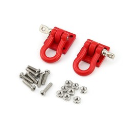 Chanjorlin 1/10 RC Crawler Car Metal Trailer Tow Hooks Buckle Winch Shackles RC Decorations Accessories for 1:10 Scale Rock Crawler Truck Car Traxxas TRX4 Redcat Axial SCX10 RC4WD Tamiya D90 (Red)