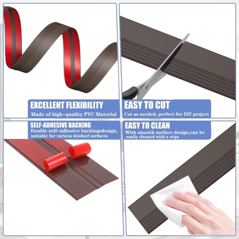Stair Nosing 12Ft - Brown Rubber Stair Edge Protector -
