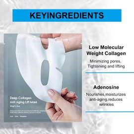 Mascarilla de Levantamiento Profundo de Colágeno, Mascarilla Facial Hidratante Antiarrugas, Piel Suave y Tersa, Mascarilla de Hidrogel Durante la Noche, Ayuda a Reducir Las Líneas Finas y Las Arrugas