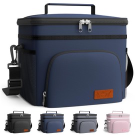 HOTOR Insulated Lunch Box for Men & Women - Leak-Proof Cooler Lunch Bag with 4 Pockets, Adjustable Strap, Ideal for Work, Picnic, Travel - Large, Navy Blue, 13.0"×7.9"×9.1"
