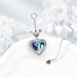 KZX Cat Urn Necklace 925 Sterling Sliver Crystal Urn Pendant Cat Cremation Jewelry for Ashes Heart Pendant Pet Necklace for Women Men