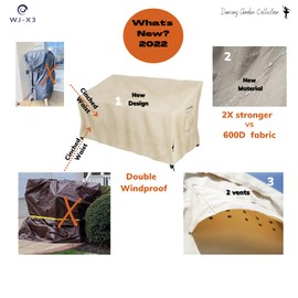 WJ-X3 3-Seater Outdoor Sofa Cover, Heavy Duty Patio Sofa Cover, Outdoor Couch Cover Waterproof, High Wind Resistant Design for Patio Couch Cover, 87W x 37D x 35H, Beige