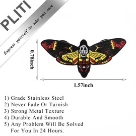 PLITI Silence Lambs Movie Inspired Gift Hannibal Lecter Fan Gift Death Head Moth Brooch For Horror Movie Lover (Skull Moth BroochU)