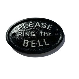 Home Works SILVER Please Ring The Bell Front Door Wall Plaque in Black With Raised Silver Lettering
