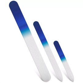 3 Piece Genuine Czech Etched Crystal Glass Nail File Set Green/Blue-Sma