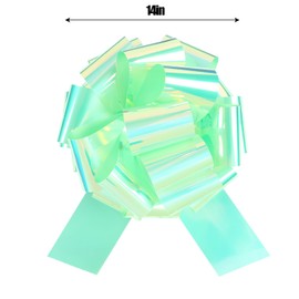 2Pcs Large Gift Bows，14" Wide, Bows for Gift, Christmas, Presents, Birthday, Baby Shower, Gift Basket,Wedding, Reception, Easter,Decoration, Office, Classroom, Fundraiser. (Green)