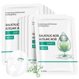 Salicylic Acid Face Sheet Mask Skincare, Hydrating Sheet Masks for Face, Facial Mask for All Skin Types - Hydrates & Moisturizes Skin, Daily Facial Sheet Mask for Women, Pack of 10