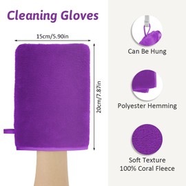 HOTUT Terry Cloth Wash Gloves, Set of 4 Wash Gloves, Face Cloth, Wash Mitts Made of Coral Velvet, Reusable Makeup Remover Gloves, Soft Face Glove, 20 x 15 cm