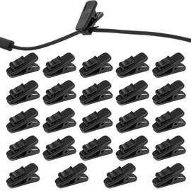 Styquenzer 24 Pcs Clips for Earphone Wire, Headphone Wire Clip Headset Cable Clamp Headphone Mount Cable Clothing Clip Use for Fixing Earphone/Microphone Cord (Black)