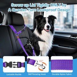 3 Pack Dog Seat Belt for Car, Car Headrest Restraint Adjustable Nylon Fabric, Dog Restraints Vehicle Seatbelts Harness (Black & Red & Purple)