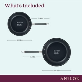Anolon Anolon Advanced Home Hard-Anodized Nonstick Skillets (2 Piece Set- 10.25-Inch & 12.75-Inch, Moonstone)