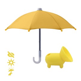 AXLORP Phone Umbrella for Sun - Cell Phone Umbrella Sun Shade Suction Cup Stand, Mobile Phone Holder with Universal Adjustable Anti-Reflective Glare Blocking for Outdoor (Yellow)