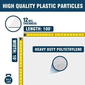 Spirecover Crawl Space Vapor Barrier, 12 Mil Vapor Barrier, 10'x100', Drop Cloth Vapor Barrier Covering for Crawlspace Encapsulation, Thick Plastic Sheeting, Black and White Panda Film