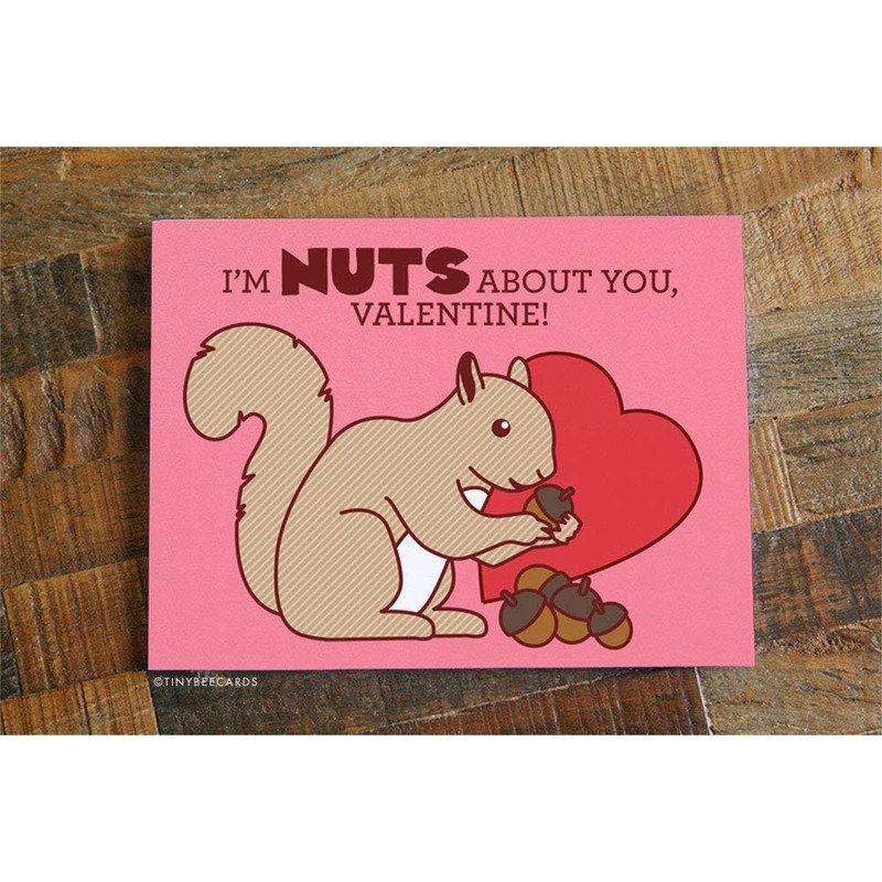 Cute Squirrel Valentine's Day Card - "I'm Nuts About You!"