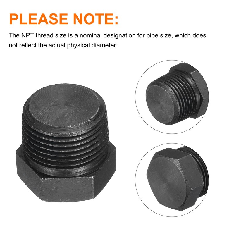 sourcing map 5Pcs 3/4 NPT Outer Hex Head Thread Pipe