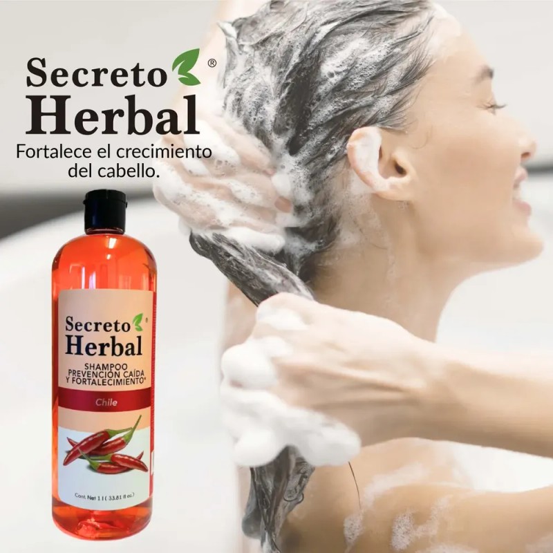 6 Pz Shampoo Secreto Herbal De Chile Prevención Caída Capilar