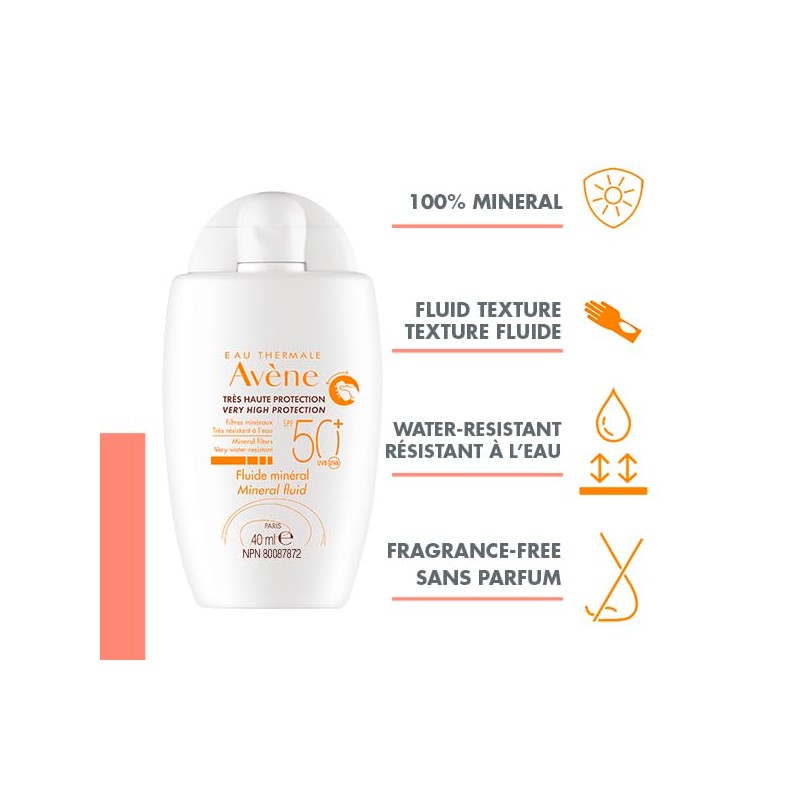 Fluido Mineral, Piel Sensible/Reactiva/Intolerante, Fps 50+, 40Ml