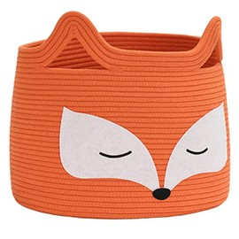 Hichen Large Cute Fox Basket, Baby Nursery Basket for Toys, Clothes, Gifts, Towels, Kids Laundry Basket, Gift Animal Baskets for Kids, Pet Toy Basket, 15.7" L x 11.8" H, Orange