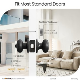 HOSOM 6 Pack Door Knob with Lock and Key, Keyed Entry Door Knob, Exterior and Interior Door Lock for Front Door Door Handle for Bedroom and Bathroom, Matte Black