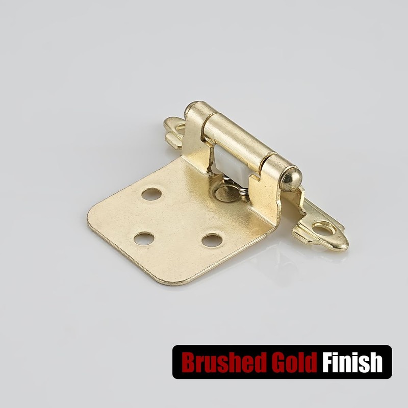 JQK 1/2 Inch Overlay Cabinet Door Hinges Gold, 10 Pack