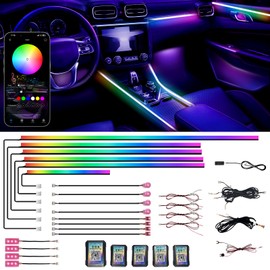 Acrylic Interior Car LED Strip Lights, Dreamcolor 18-in-1 Car Ambient Lighting Kit, with APP Control, 622 LED Fiber Optic Strip Lights for Cars, Supports Neon Sync with Music DIY Mode.