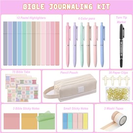 LOUIS FELT Bible Study Kit-Bible Journaling Kit-Bible Study Supplies And Bible Journaling Supplies with Bible Tabs,Highlighters,Gel Pens,Tapes,Sticky Notes,Paper Clips,Pencil Pouch Christmas Gift.