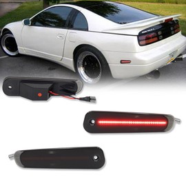 GTINTHEBOX for 1990 1991 1992 1993 1994 1995 1996 Nissan 300ZX Z32 Side Marker Light Smoked Lens Red LED Rear Bumper Fender Lamp