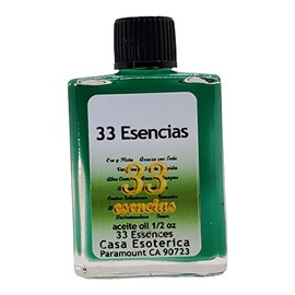 33 Essences Oil (33 Esencias Aceite) Spiritual Candle Anointing Oil by CASA ESOTERICA MAGICK SPACE 0.5 FL OZ (1 Pack)