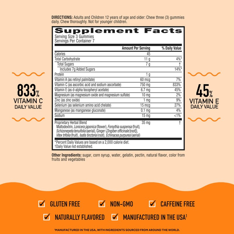 Airborne Vitamin C 750mg (per Serving) Assorted Fruit Flavored Gummies