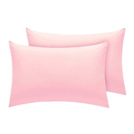 Pillow cases 2 pack Luxury 2 x Pillow Case Cases Polycotton Housewife Pillow Pair Pack Bedroom Pillow Cover (Pink)