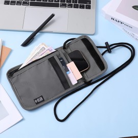 Soporte de pasaporte con bloqueo RFID, portafolios para el cuello, bolsa para el cuello, soporte para pasaporte familiar, funda organizadora de seguridad, ligera para viajes para mujeres y hombres