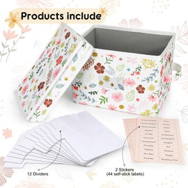 PZRLit Greeting Card Organizer Box with 12 Removable Dividers - Sturdy Fabric Greeting Card Holder with Handles, Store 140+ Cards, Ideal for Photos, Crafts, Envelopes, Scrapbooking-Modern