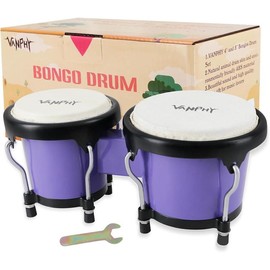 Drum 4'' and 5'' Set for Kids Adults Beginners Percussion Bongos Drum With Tuning Wrench (Deep Purple) - Color: Black, Size: 45