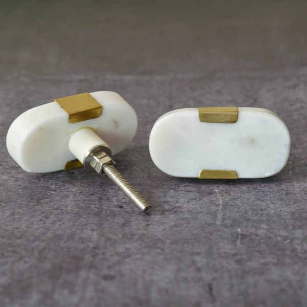 ARTISNO Oval Stone Brass Knob | Pull Handle | Drawer