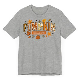 Pumpkin Season Shirt Retro Fall Leaves Tee Cute Autumn Floral T-Shirt for Women