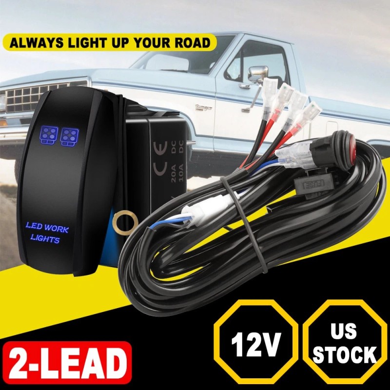 Lighting-likes 12V 40A LED Work Fog Light Bar Wiring Harness
