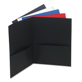 Universal 56613 Two-Pocket Portfolio, Embossed Leather Grain Paper, Assorted Colors, 25/Box