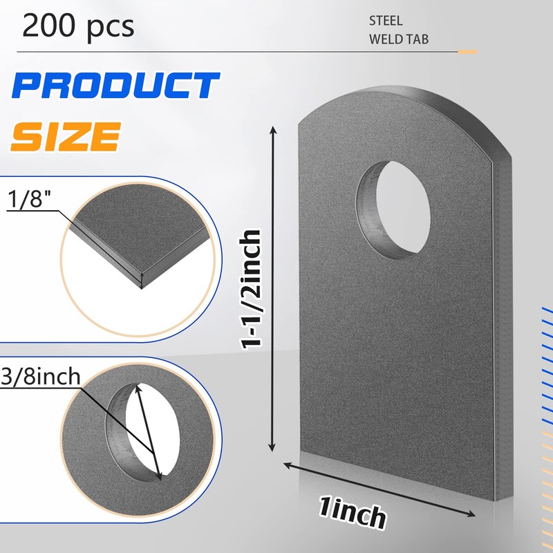 Dunzy 100 Pcs Steel Weld Tabs 1" W, 1 1/2"