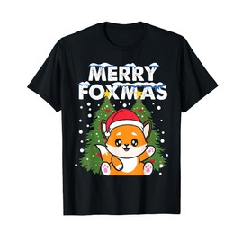 Merry Foxmas Fox Costume Christmas Gifts Kids T-Shirt, black
