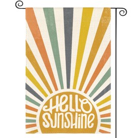 AVOIN colorlife Hello Sunshine Classic Garden Flag 12x18 Inch Double Sided Outside, Summer Party Holiday Burlap Yard Outdoor Decoration