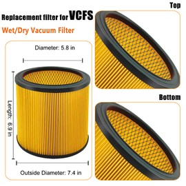 LVJUSEN Replacement Filter for Vacmaster 5-20 Gallon/Hart Shop Vacuum 5-17 Gallon, Replaces Hart VCFS 3701 Filter/VCFF Filter, Fits most Shop-Vac/Craftsman Vacuum with 2x Wet Foam Filter