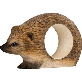 Wildlife Garden WG4566 Napkin Ring Hedgehog - Hand Carved Wooden Napkin Ring for Table Decoration