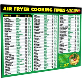 Air Fryer Cheat Sheet Magnet, Vegan Edition - Air Fryer Cooking Times Chart for 100 Vegan Food Items - Magnetic Airfry Guide for Vegetarian Cookbooks and Recipes - Plant Based Diet Airfryer Accessory
