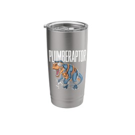 Plumbing Dinosaur T-Rex Pipe Wrench Dino Funny Plumber Stainless Steel Insulated Tumbler