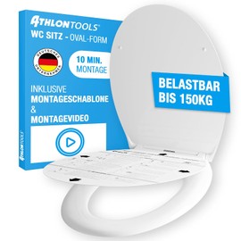 ATHLON TOOLS Toilet Lid with Soft-Close O-Shape - Duroplast Toilet Seat, Soft-Close & Quick Release - Antibacterial, Scratch-Resistant & UV-Resistant Toilet Seat Including Installation Template