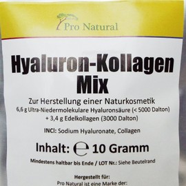 Hyaluronic Acid Collagen Mixture Powder (10 g) for Making Yourself Highly Dosed Concentrated Hyaluronic Acid Cream Gel Serum Concentrate Moisture