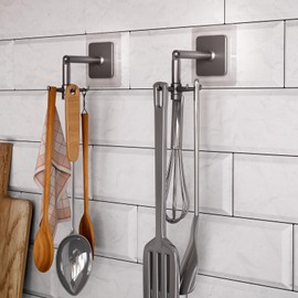 Galetcy Kitchen Utensil Hanger -10 Pcs 360° Rotatable Kitchen Organizer with 6 Claws No Drilling Vertical Flip Cutlery Holder for Towel Spoon Spatula Key Purse